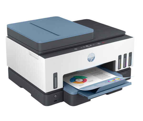 Sayan_PremiumPlus_7602_Dark_Surf_Blue_Coreset_FrontRight_Output_M2019318 HP Smart Tank 7602 All-in-One, AI-enabled